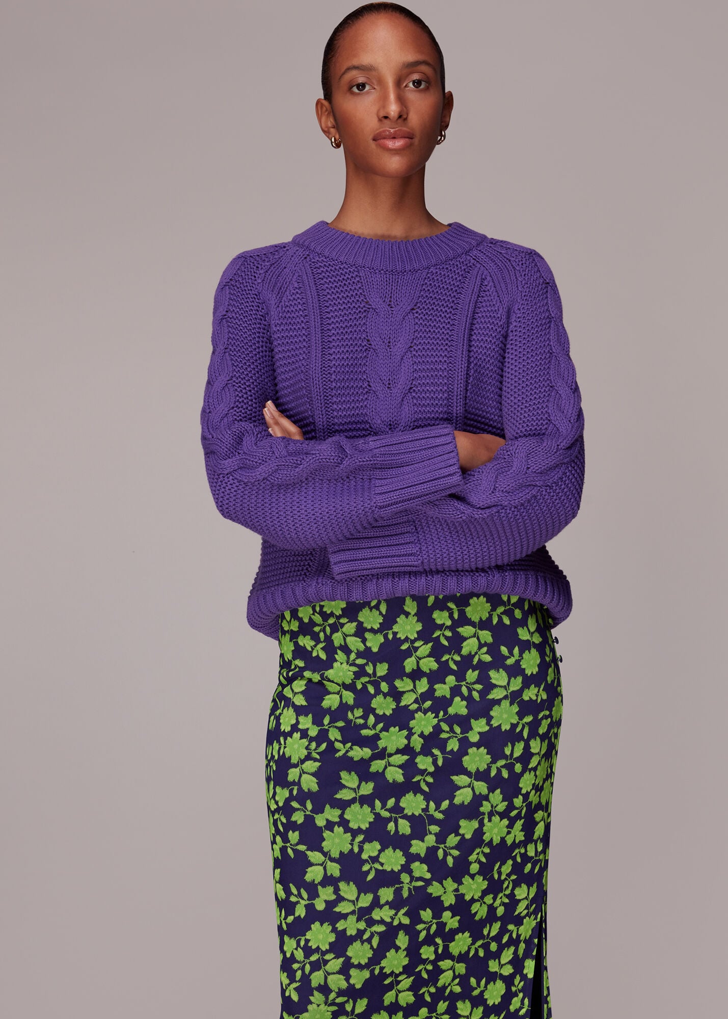 Women Green Floral Bias Flared Skirt